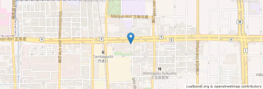 Mapa de ubicacion de 京都中堂寺坊城郵便局 en Japan, 京都府, Kioto.