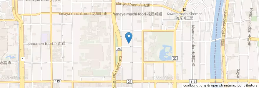 Mapa de ubicacion de 京都中珠数屋町郵便局 en اليابان, 京都府, 京都市, 下京区.
