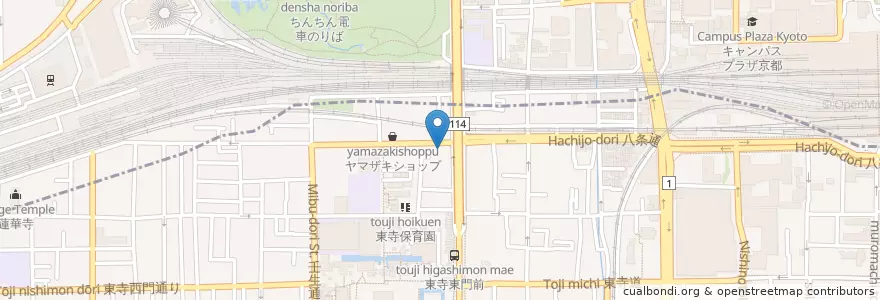 Mapa de ubicacion de 京都八条郵便局 en Japón, Prefectura De Kioto, Kioto, 下京区.