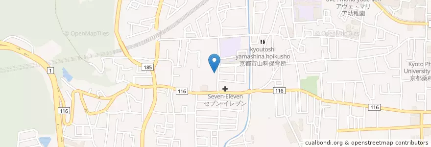 Mapa de ubicacion de 京都北花山郵便局 en اليابان, 京都府, 京都市, 山科区.