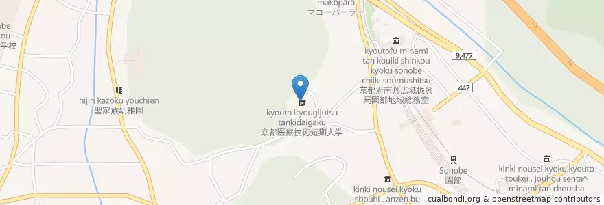 Mapa de ubicacion de 京都医療技術短期大学 en 일본, 교토부, 南丹市.
