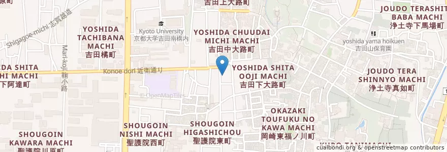 Mapa de ubicacion de 京都吉田郵便局 en 일본, 교토부, 京都市, 左京区.