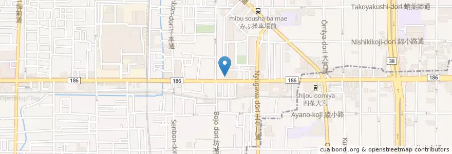 Mapa de ubicacion de 京都壬生坊城郵便局 en Japão, 京都府, Quioto, 中京区.