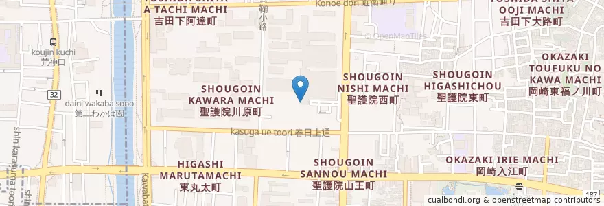 Mapa de ubicacion de 京都大学医学部附属病院 en Japonya, 京都府, 京都市, 左京区.