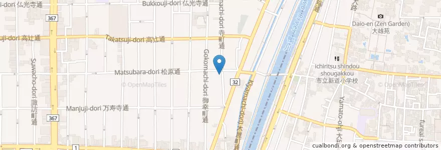 Mapa de ubicacion de 京都寺町松原郵便局 en اليابان, 京都府, 京都市, 下京区.