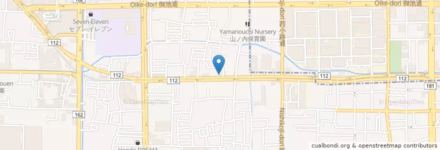Mapa de ubicacion de 京都山ノ内郵便局 en Japon, Préfecture De Kyoto, 京都市, 右京区.