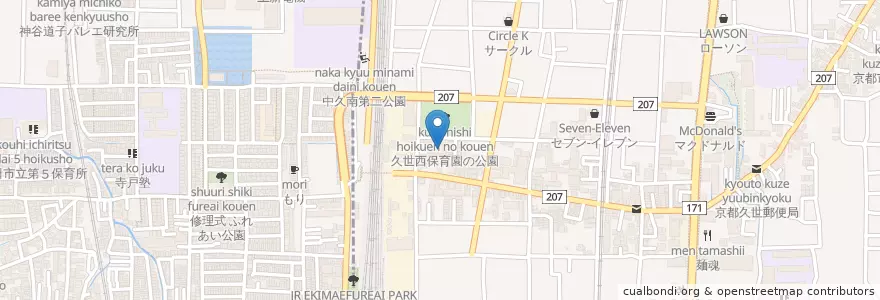 Mapa de ubicacion de 京都市久世西児童館 en Japonya, 京都府, 京都市, 南区.