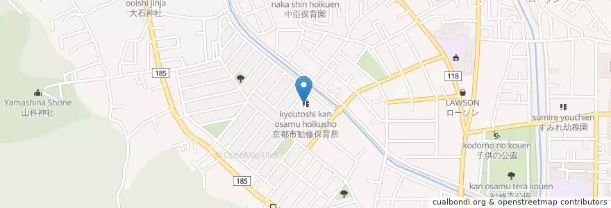 Mapa de ubicacion de 京都市勧修保育所 en Japão, 京都府, Quioto, 山科区.