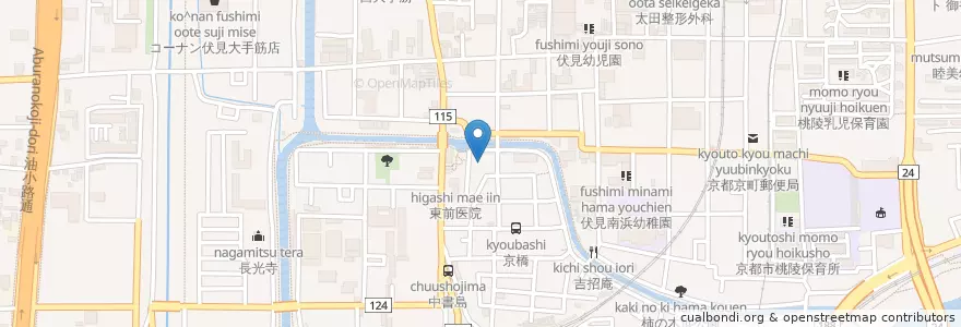 Mapa de ubicacion de 京都市南浜児童館 en ژاپن, 京都府, 京都市, 伏見区.