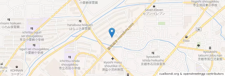 Mapa de ubicacion de 京都市大受保育所 en Japan, Präfektur Kyōto, 京都市, 伏見区.