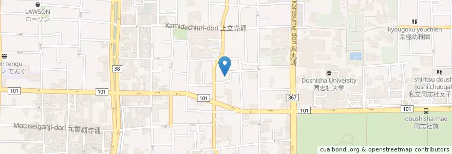 Mapa de ubicacion de 京都市室町乳児保育所 en Japan, Kyoto Prefecture, Kyoto, Kamigyo Ward.