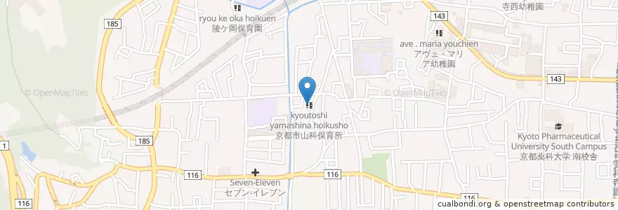 Mapa de ubicacion de 京都市山科保育所 en Japón, Prefectura De Kioto, Kioto, 山科区.