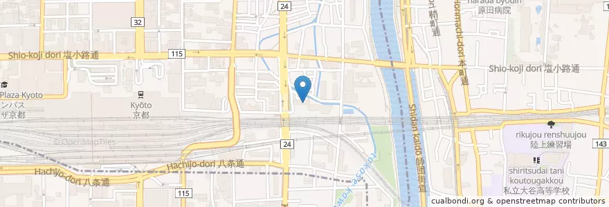 Mapa de ubicacion de 京都市崇仁第一保育所 en Japan, Kyoto Prefecture, Kyoto, Shimogyo Ward.