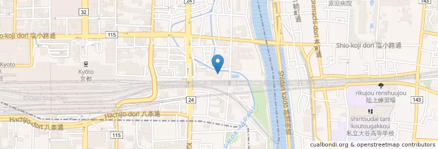 Mapa de ubicacion de 京都市崇仁第二保育所 en ژاپن, 京都府, 京都市, 下京区.