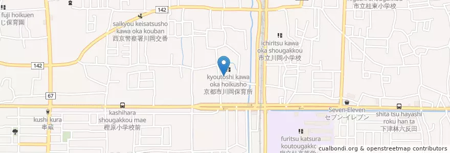 Mapa de ubicacion de 川岡保育園 en 일본, 교토부, 京都市, 西京区.