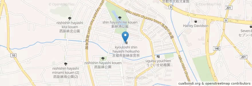 Mapa de ubicacion de 京都市新林保育所 en Japan, 京都府, Kioto, 西京区.