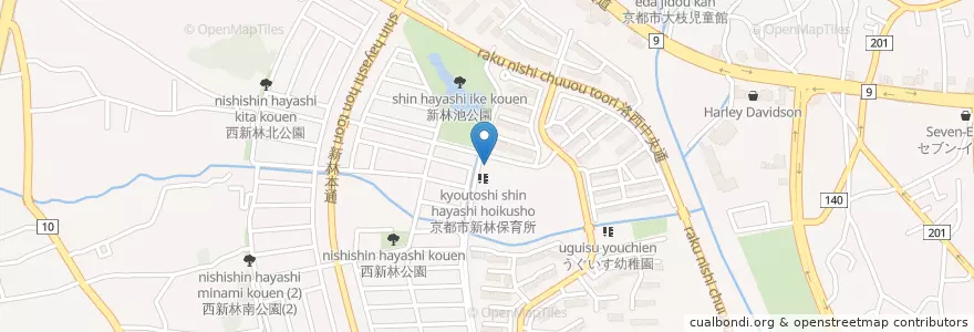 Mapa de ubicacion de 京都市新林児童館 en Japan, Präfektur Kyōto, 京都市, 西京区.
