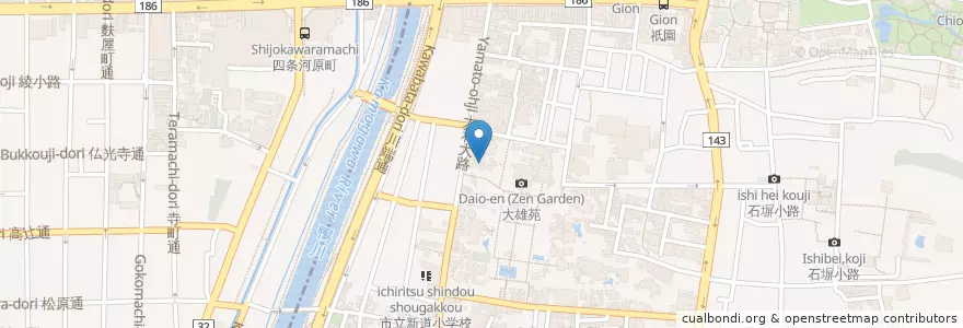 Mapa de ubicacion de 京都市新道児童館 en Japon, Préfecture De Kyoto, 京都市, 東山区.