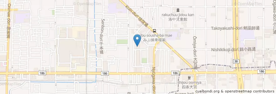 Mapa de ubicacion de 京都市朱一保育所 en Japan, 京都府, Kioto, 中京区.