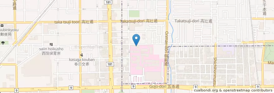 Mapa de ubicacion de 京都市朱七第二保育所 en 일본, 교토부, 京都市.
