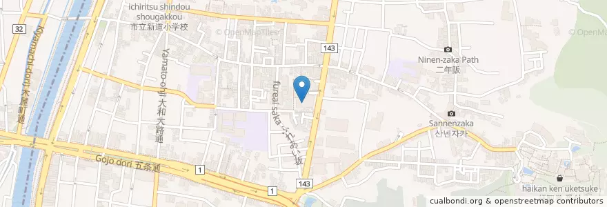 Mapa de ubicacion de 京都市東山図書館 en Japan, 京都府, Kioto, 東山区.