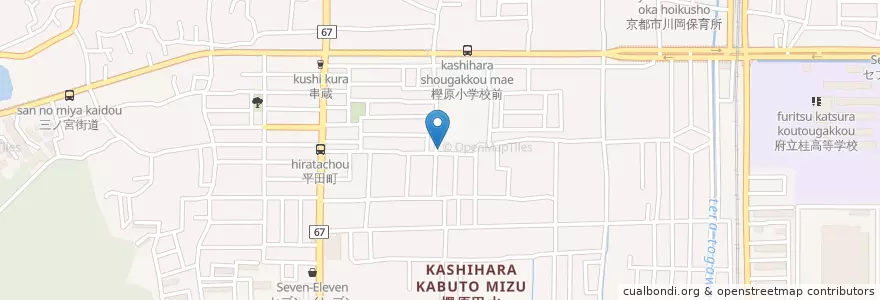 Mapa de ubicacion de 京都市樫原児童館 en Japan, 京都府, Kioto, 西京区.
