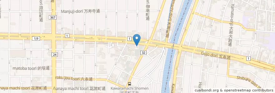 Mapa de ubicacion de 京都市消防局下京消防署五条消防出張所 en Japan, Präfektur Kyōto, 京都市, 下京区.