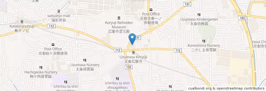 Mapa de ubicacion de 京都市消防局右京消防署 en Japón, Prefectura De Kioto, Kioto, 右京区.