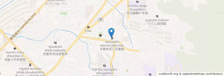 Mapa de ubicacion de 京都市辰巳児童館 en Giappone, Prefettura Di Kyoto, Kyoto, 伏見区.