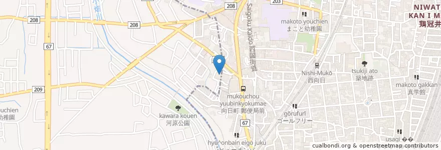 Mapa de ubicacion de 京都府乙訓土木事務所 en Japón, Prefectura De Kioto, 長岡京市.
