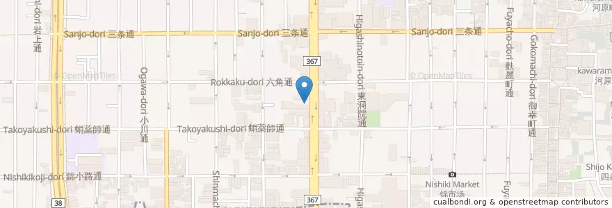 Mapa de ubicacion de 京都府京都東府税事務所 en Japón, Prefectura De Kioto, Kioto, 中京区.