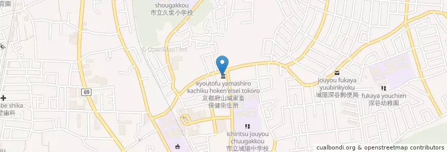 Mapa de ubicacion de 京都府山城家畜保健衛生所 en Jepun, 京都府, 城陽市.