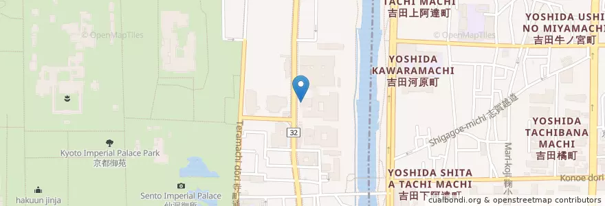 Mapa de ubicacion de 京都府立医大病院内郵便局 en Japon, Préfecture De Kyoto, 京都市, 左京区.