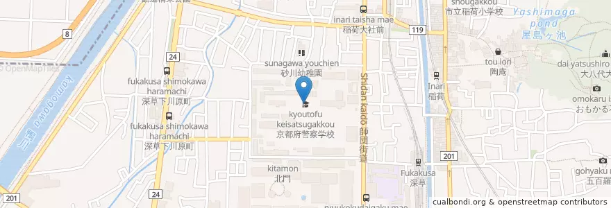 Mapa de ubicacion de 京都府警察学校 en Jepun, 京都府, 京都市, 伏見区.