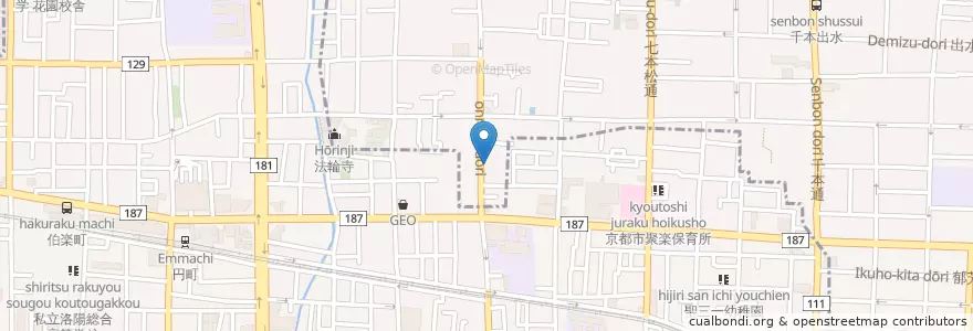 Mapa de ubicacion de 京都御前下立売郵便局 en اليابان, 京都府, 京都市, 中京区.