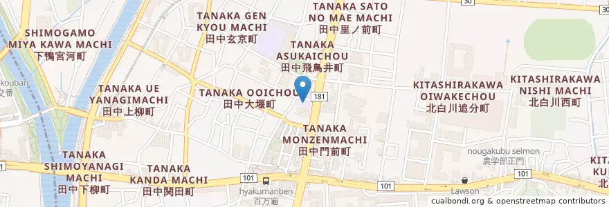 Mapa de ubicacion de 京都情報大学院大学 en 日本, 京都府, 京都市, 左京区.