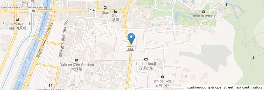 Mapa de ubicacion de 京都月見町郵便局 en اليابان, 京都府, 京都市, 東山区.