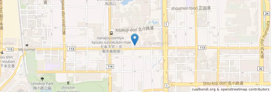 Mapa de ubicacion de 京都本派本願寺郵便局 en Jepun, 京都府, 京都市, 下京区.