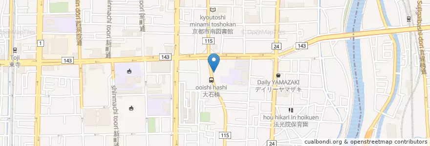 Mapa de ubicacion de 京都東九条郵便局 en 日本, 京都府, 京都市.