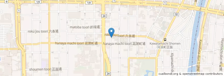 Mapa de ubicacion de 京都東本願寺前郵便局 en Japon, Préfecture De Kyoto, 京都市, 下京区.