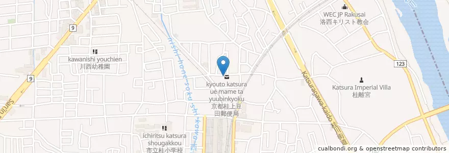 Mapa de ubicacion de 京都桂上豆田郵便局 en Giappone, Prefettura Di Kyoto, Kyoto, 西京区.