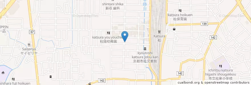 Mapa de ubicacion de 京都桂西口郵便局 en 日本, 京都府, 京都市, 西京区.