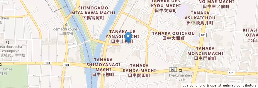 Mapa de ubicacion de 京都田中郵便局 en Japão, 京都府, Quioto, 左京区.