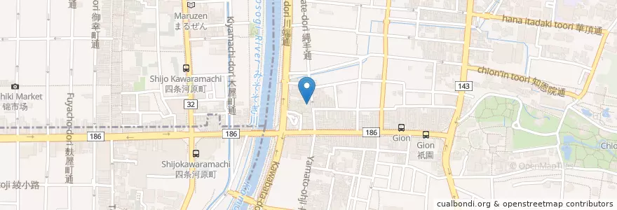 Mapa de ubicacion de 京都祇園郵便局 en Japan, Präfektur Kyōto, 京都市, 東山区.