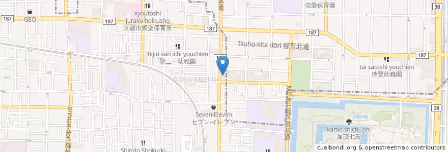 Mapa de ubicacion de 京都聚楽郵便局 en اليابان, 京都府, 京都市, 中京区.