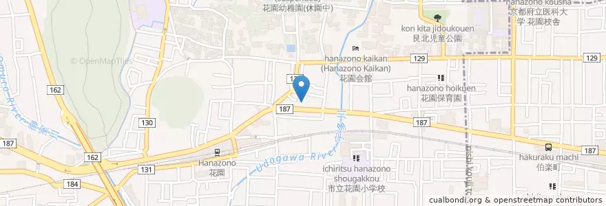 Mapa de ubicacion de 京都花園郵便局 en Giappone, Prefettura Di Kyoto, Kyoto, 右京区.