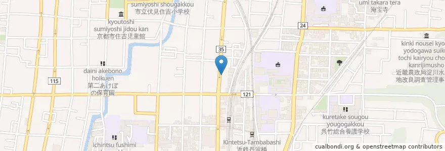 Mapa de ubicacion de 伏見京町北郵便局 en Japão, 京都府, Quioto, 伏見区.