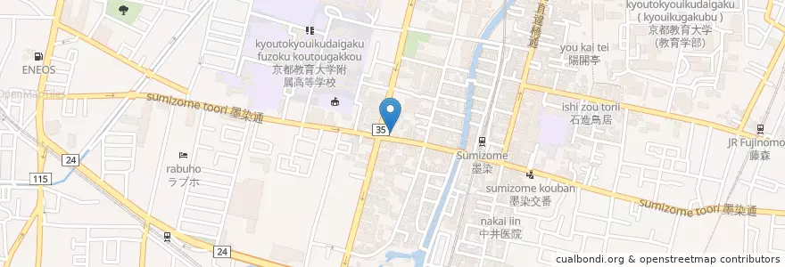 Mapa de ubicacion de 伏見墨染郵便局 en Japan, 京都府, Kioto, 伏見区.