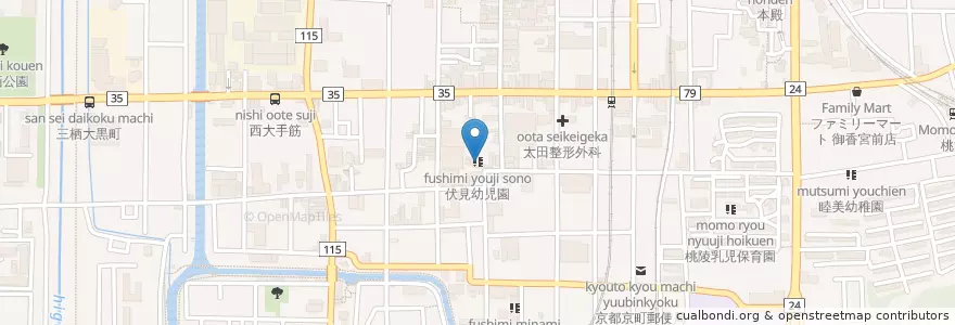 Mapa de ubicacion de 伏見幼児園 en Japonya, 京都府, 京都市, 伏見区.