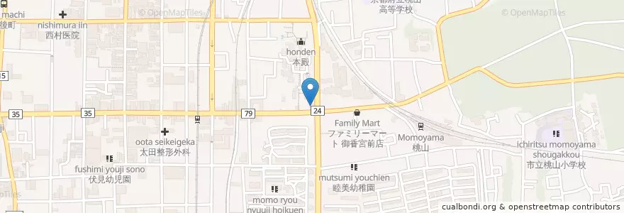 Mapa de ubicacion de 大手筋交番 en Japonya, 京都府, 京都市, 伏見区.